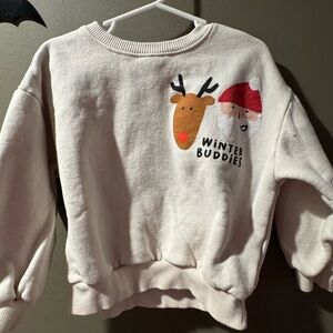 Zara Cream Kids Sweatshirt with Reindeer and Santa
